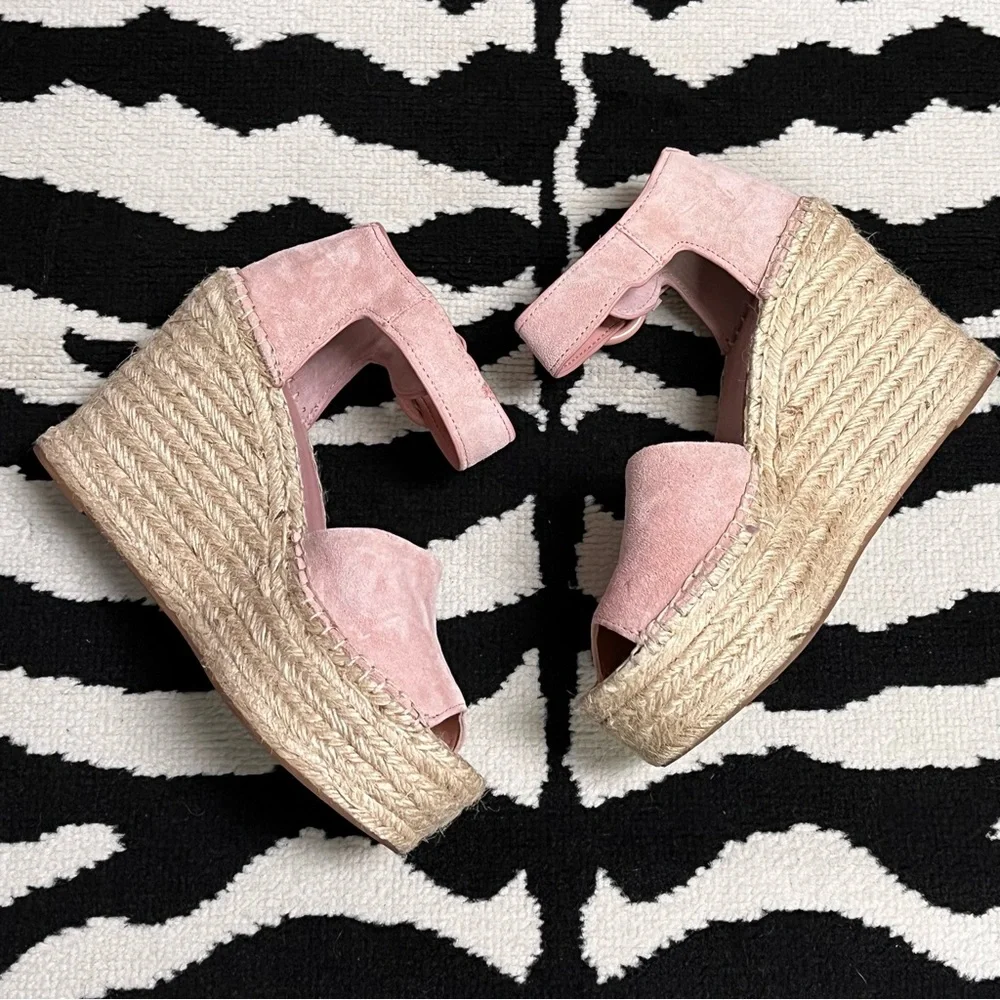 Marc Fisher Alida Espadrille Wedge Sandals In Light Pink Size 7.5 - Picture 10 of 16